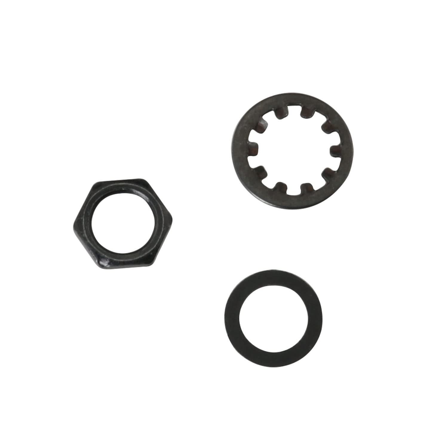 DGBRSM 4 Sets 3/8'' Guitar Nut Flat Washer and Locking Washer Metal Hex Nut for US CTS Pots and Jacks, Black